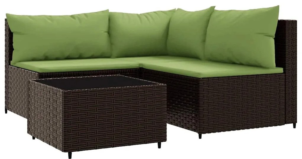 4 részes barna polyrattan kerti ülőgarnitúra párnákkal