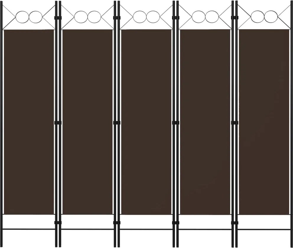 vidaXL barna 5 paneles paraván 200 x 180 cm