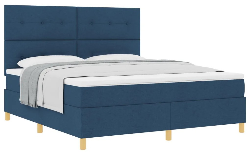 Boxspring Ágy Matraccal Kék Szuper King Szövet