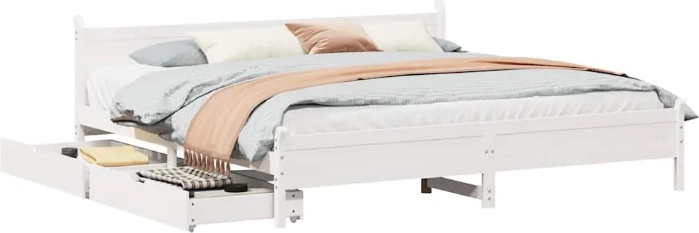 vidaXL fehér tömör fenyőfa ágy matrac nélkül 180 x 200 cm