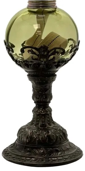 Petroleumlámpa DRAHOMÍRA 50 cm erdőzöld, ón díszítéssel