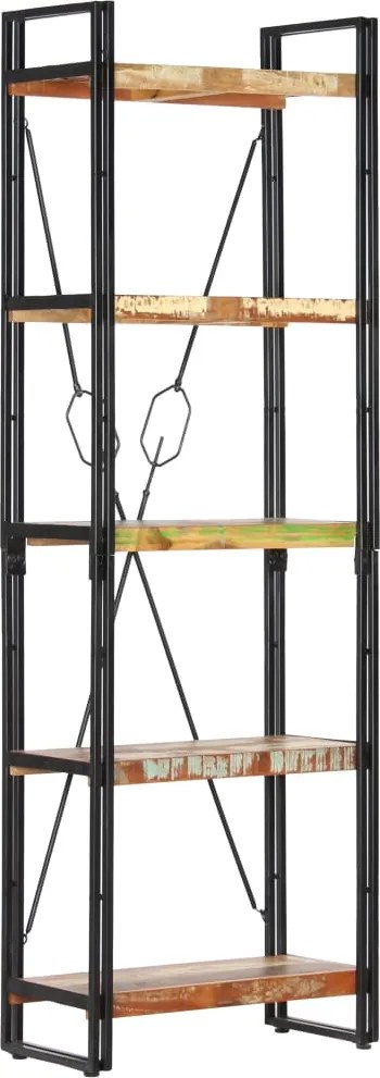 vidaXL 5 szintes tömör újrahasznosított fa könyvespolc 60x30x180 cm