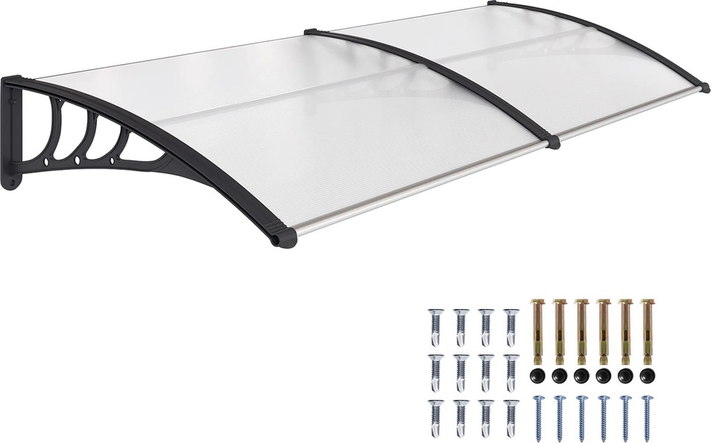 Outsunny Átlátszó Napernyő Előszoba Ajtóra 75x195x23 cm 5mm Polikarbonát Vízálló Napernyő Kültéri Alumínium | Aosom