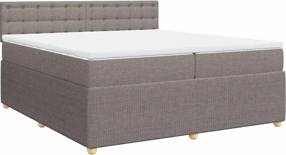 vidaXL tópszínű szövet rugós ágy matraccal 200 x 200 cm