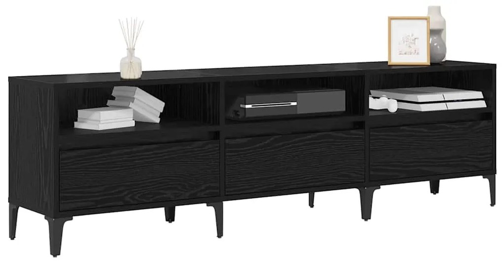 TV szekrény Musta tammi 150 x 30 x 44,5 cm Műszaki fa és vas