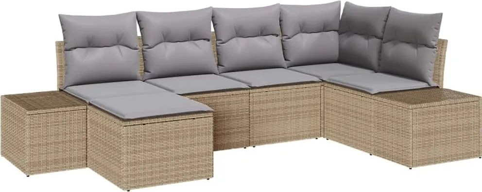 vidaXL Kerti Kanapé Szett 6 pcs Beige és Világosszürke polirattan