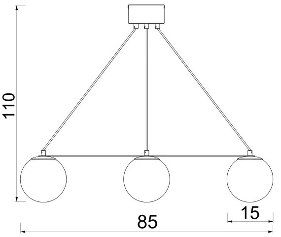 Csillár zsinóron BALLO 3xE27/15W/230V fekete/fehér