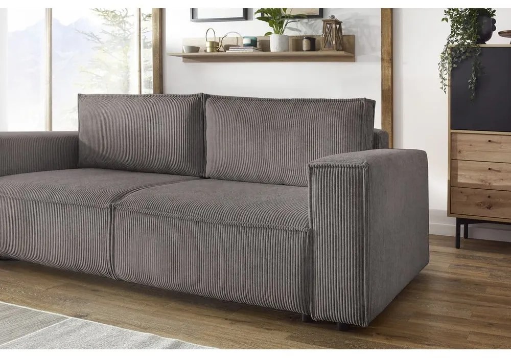 Szürkésbarna kordbársony kinyitható kanapé 245 cm Nihad – Bobochic Paris