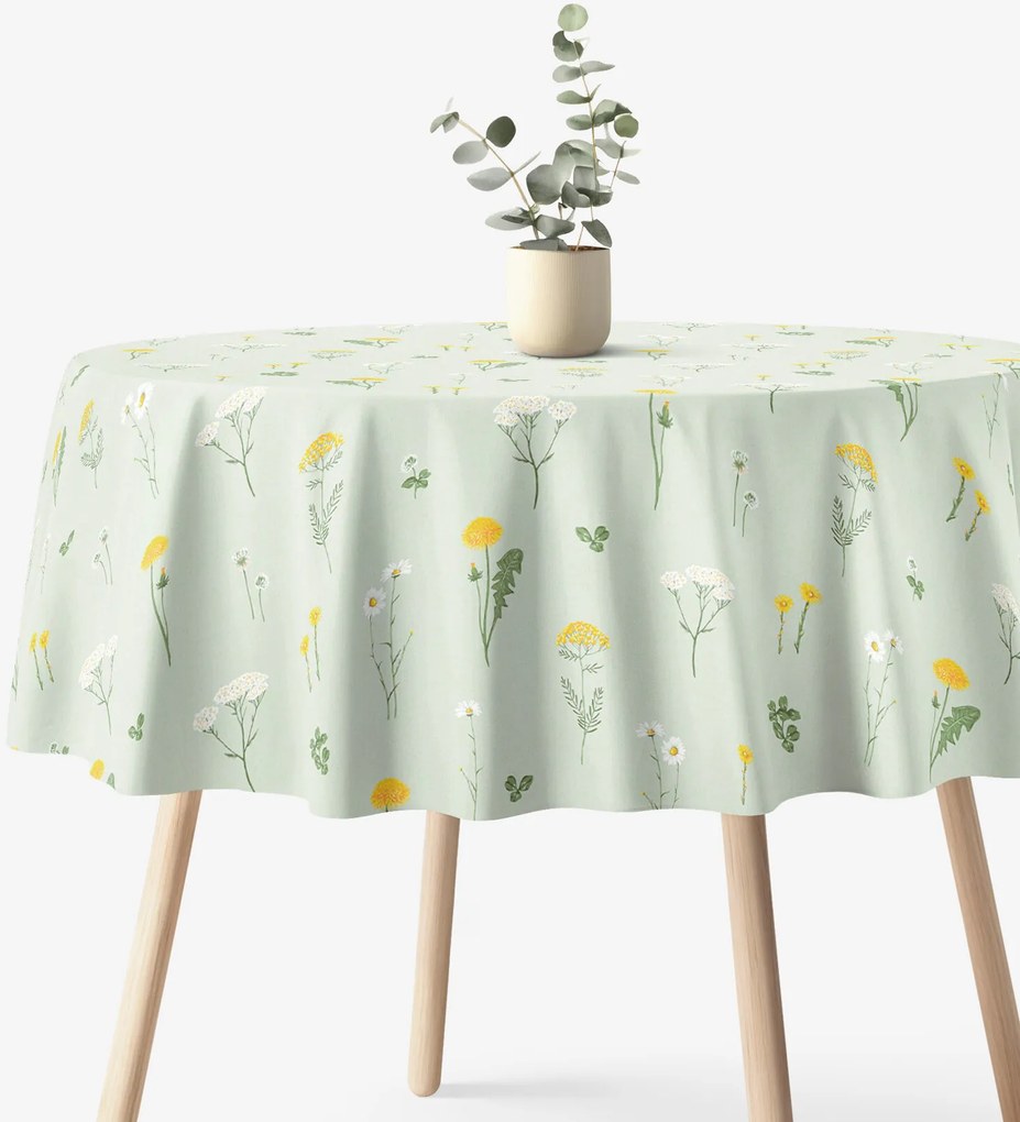 Goldea kör alakú pamut terítő - zöld mező Ø 110 cm