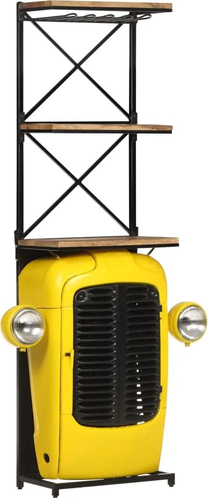 vidaXL sárga tömör mangófa traktor borszekrény 49 x 31 x 172 cm