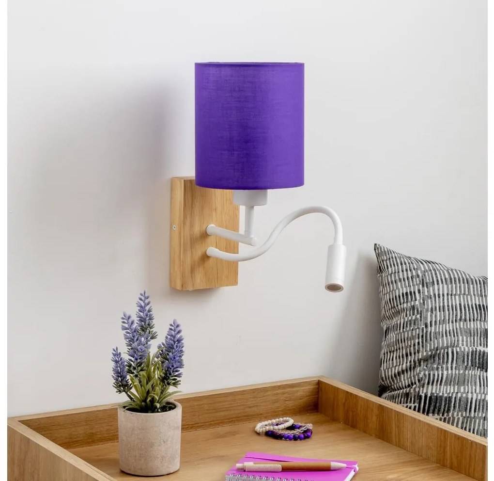 Brilagi - LED Fali lámpa NUBILA WOOD 1xE27/25W/230V + LED/3W tölgy/lila