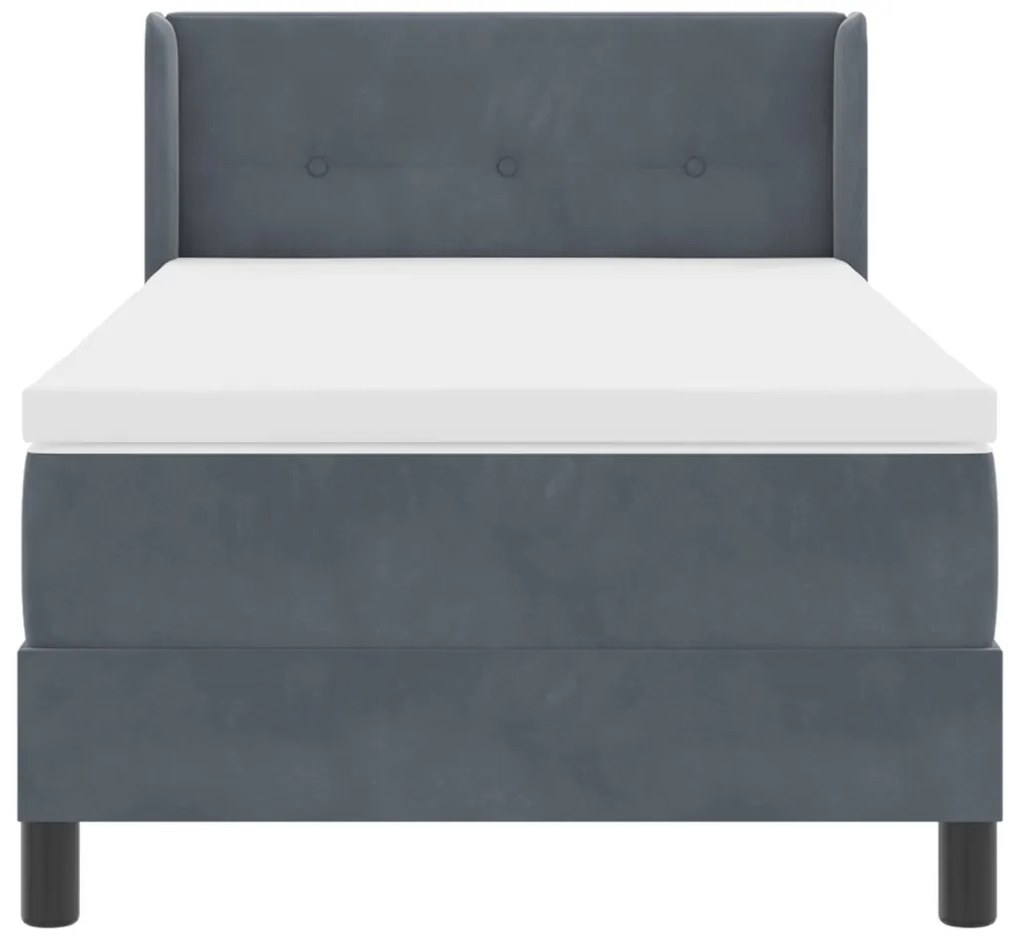 Box Spring Ágy Matraccal Sötétszürke 100x200 cm Bársonyos