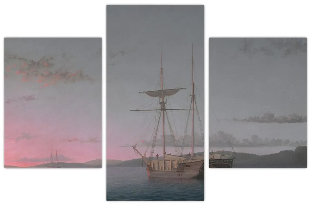 Kép - Fitz Henry Lane, Lumber Schooners at Evening on Penobscot Bay, reprodukciók (90x60 cm)