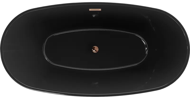 Mexen Eris, szabadon álló kád 170 x 80 cm, fekete, rózsaszín arany túlfolyó, 53441708070-60