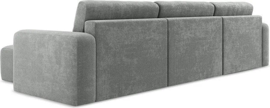 Szürke zsenília kinyitható-tárolóhelyes (U alakú) sarokkanapé Kona – Makamii