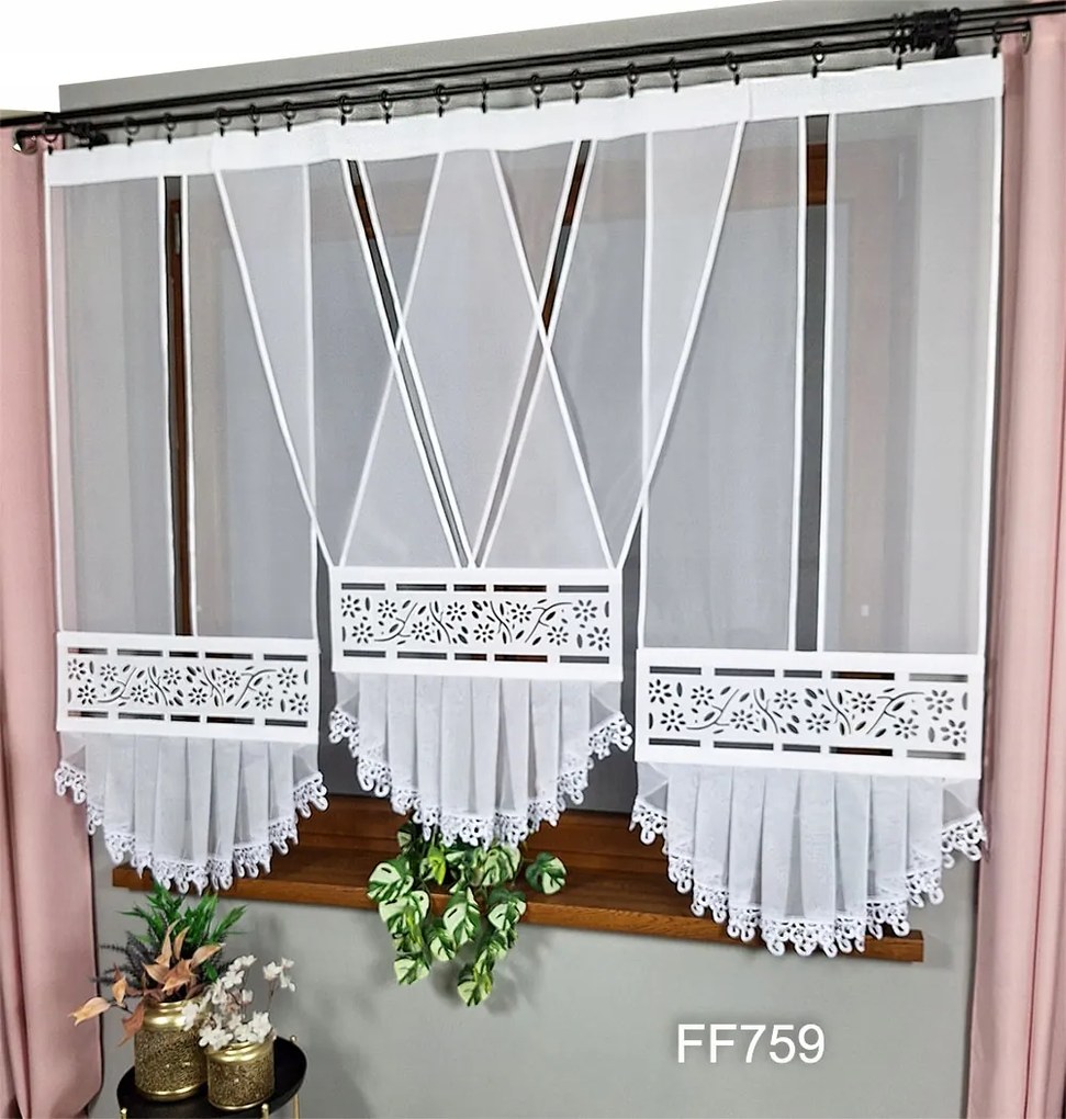 Panelfüggöny áttört és fodros, V-panel, 3 db-os szett FF759