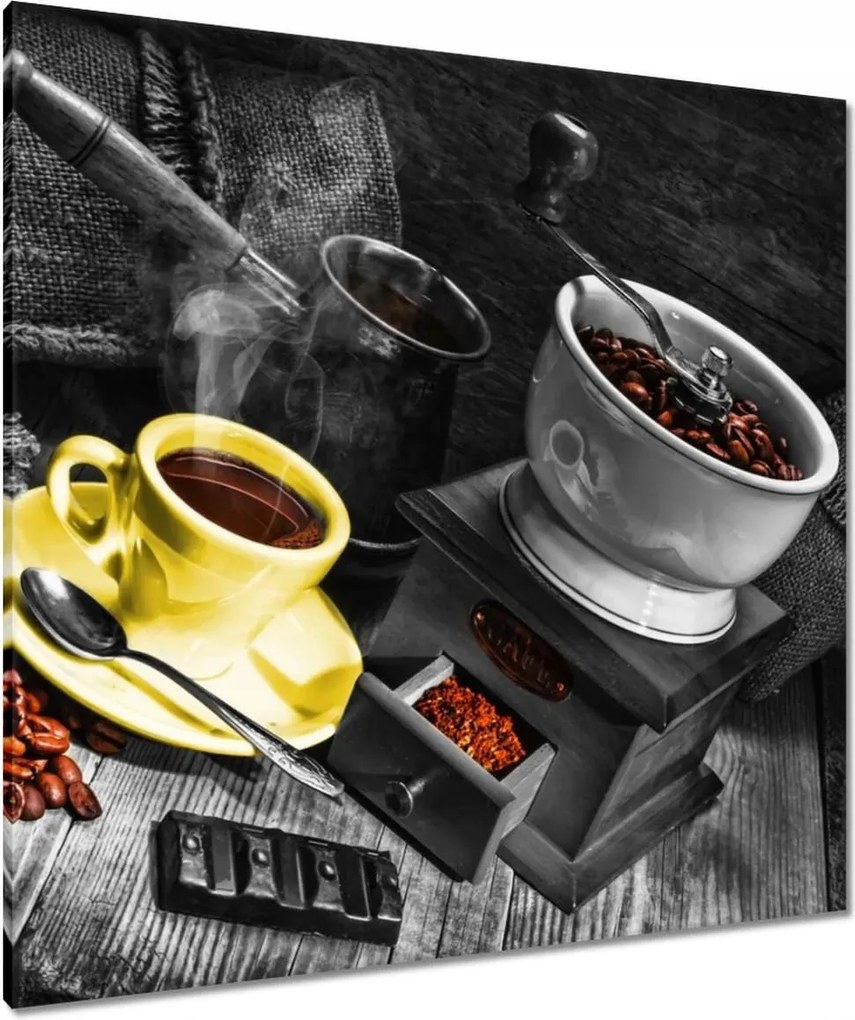 Vászonkép 90x90 Sárga kávéscsésze