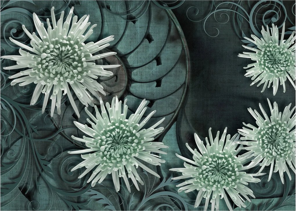 Kép - Zöld virágok (70x50 cm)