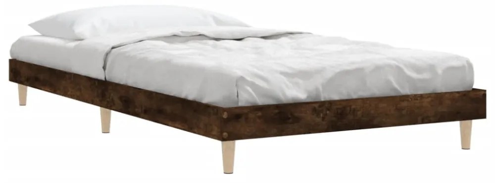 füstös tölgy színű szerelt fa ágykeret matrac nélkül 100x200 cm