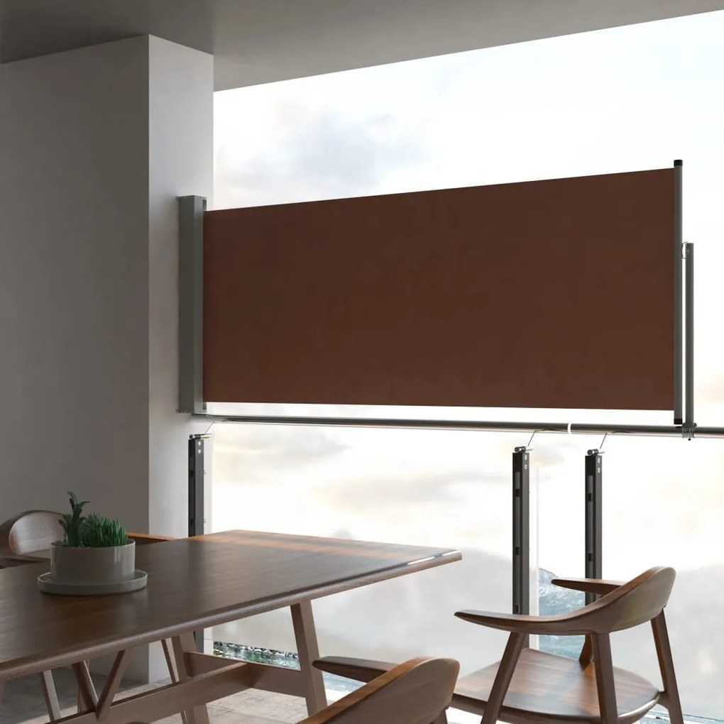 Barna behúzható oldalsó teraszi napellenző 100 x 300 cm
