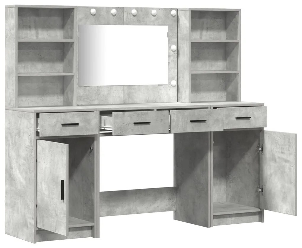 Sminkasztal Készlet 3 pcs Beton Szürke 78.5 x 41 x 135 cm