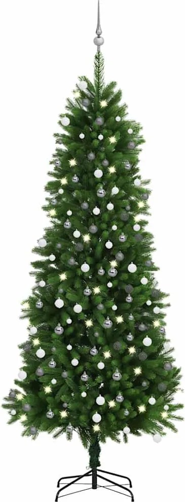 vidaXL zöld megvilágított műkarácsonyfa gömb szettel 240 cm