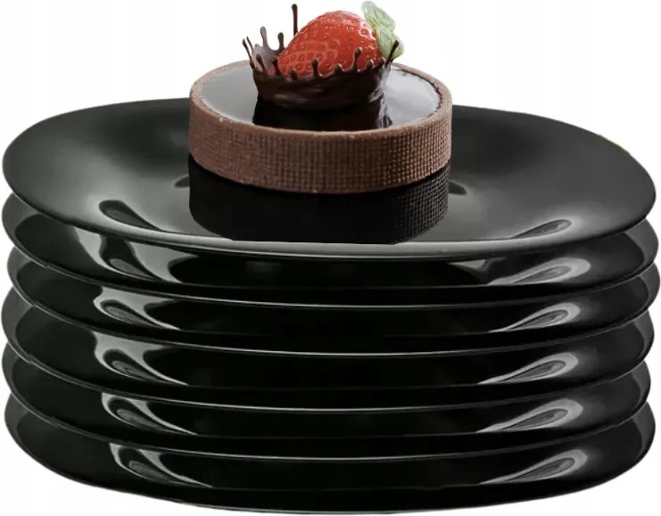 Desszerttányér Edzett Üveg Luminarc 6 db 19,5 cm szögletes fekete