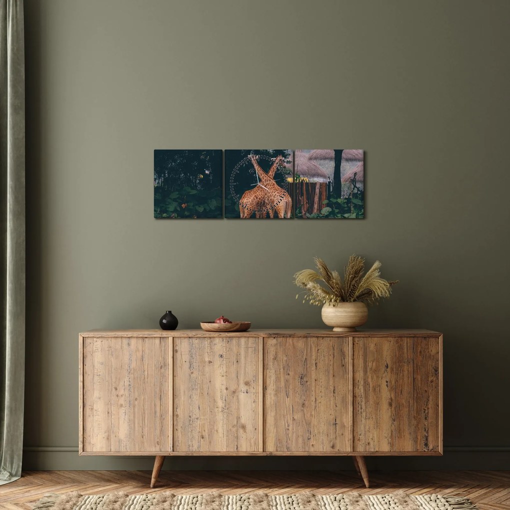 Két zsiráf képe (órával) (90x30 cm)