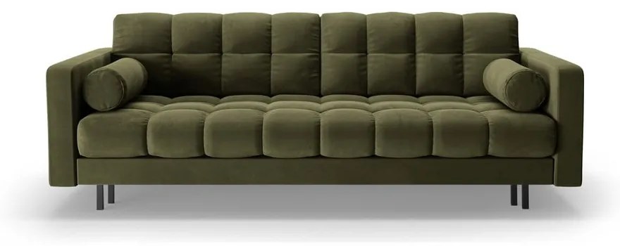 Zöld bársony kinyitható tárolóhelyes kanapé 222 cm Bali – Cosmopolitan Design