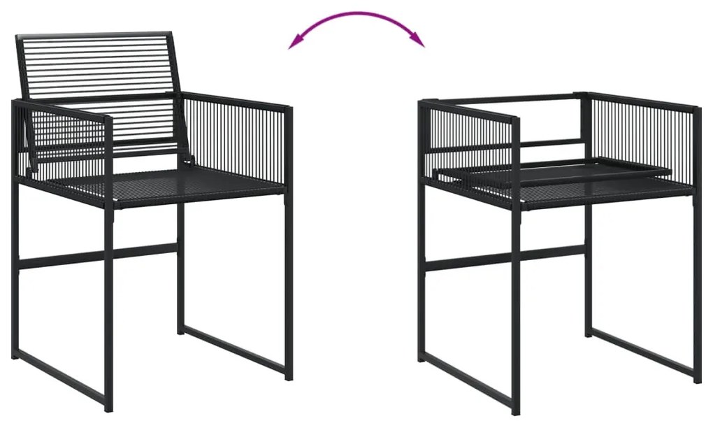 17 részes fekete polyrattan kerti étkezőgarnitúra