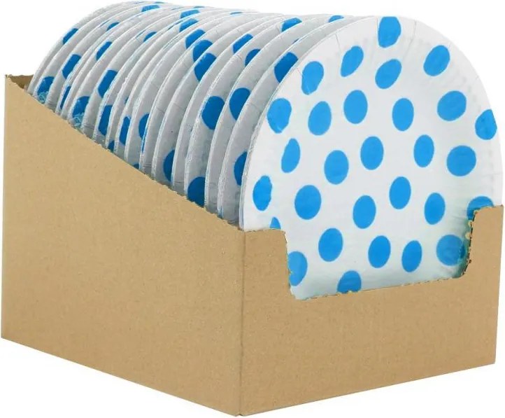 Pöttyös Sky Blue Polka Dot papírtányér 6 db-os 18 cm