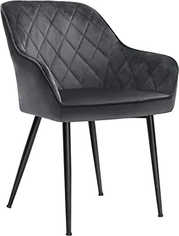 4 db-os étkezőszék szett karfás fém lábakkal szürke