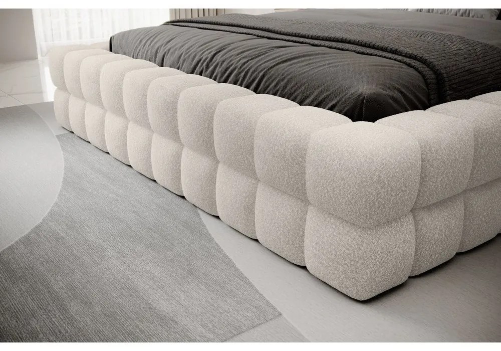 Fehér kárpitozott ágyneműtartós franciaágy ágyráccsal 140x200 cm Dizzle – ELTAP