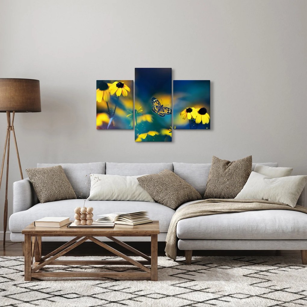 Kép - Sárga pillangó virággal (90x60 cm)