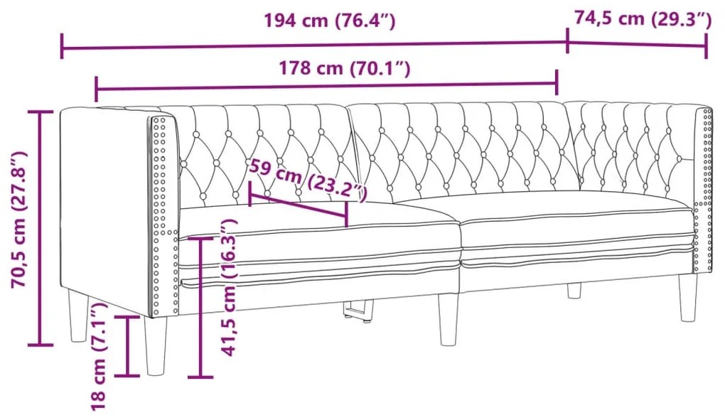 3 részes barna műbőr Chesterfield kanapégarnitúra