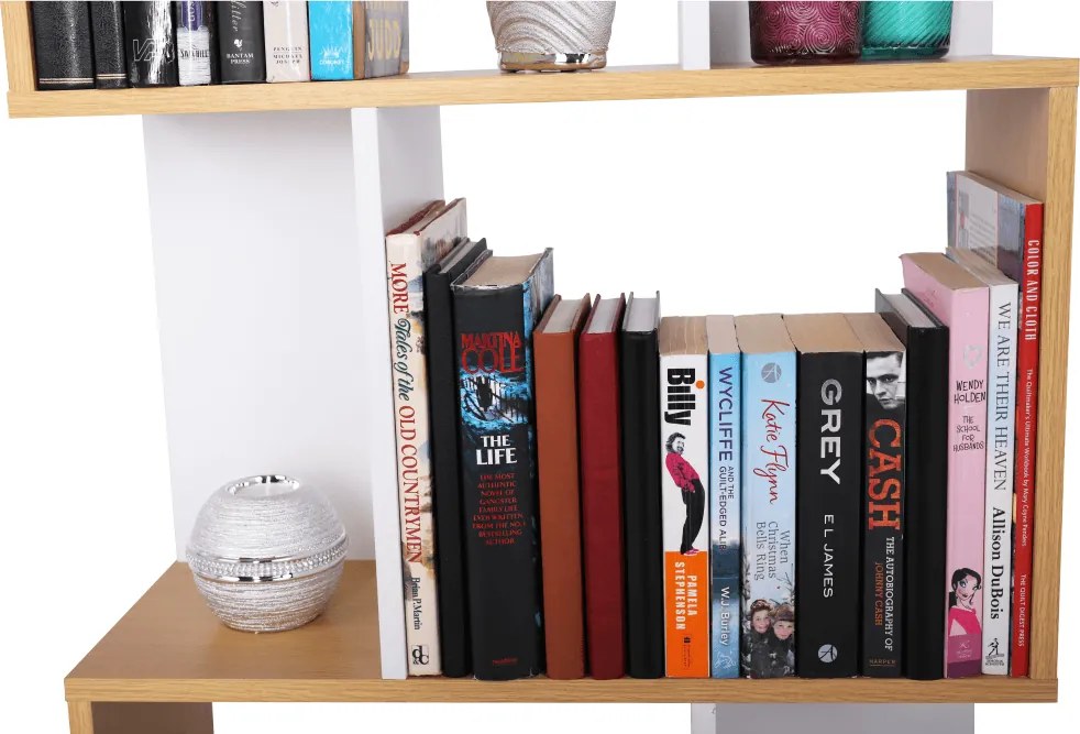 Könyvespolc, tűnyalábos fenyő/fehér, ERDEM NEW TYP 1