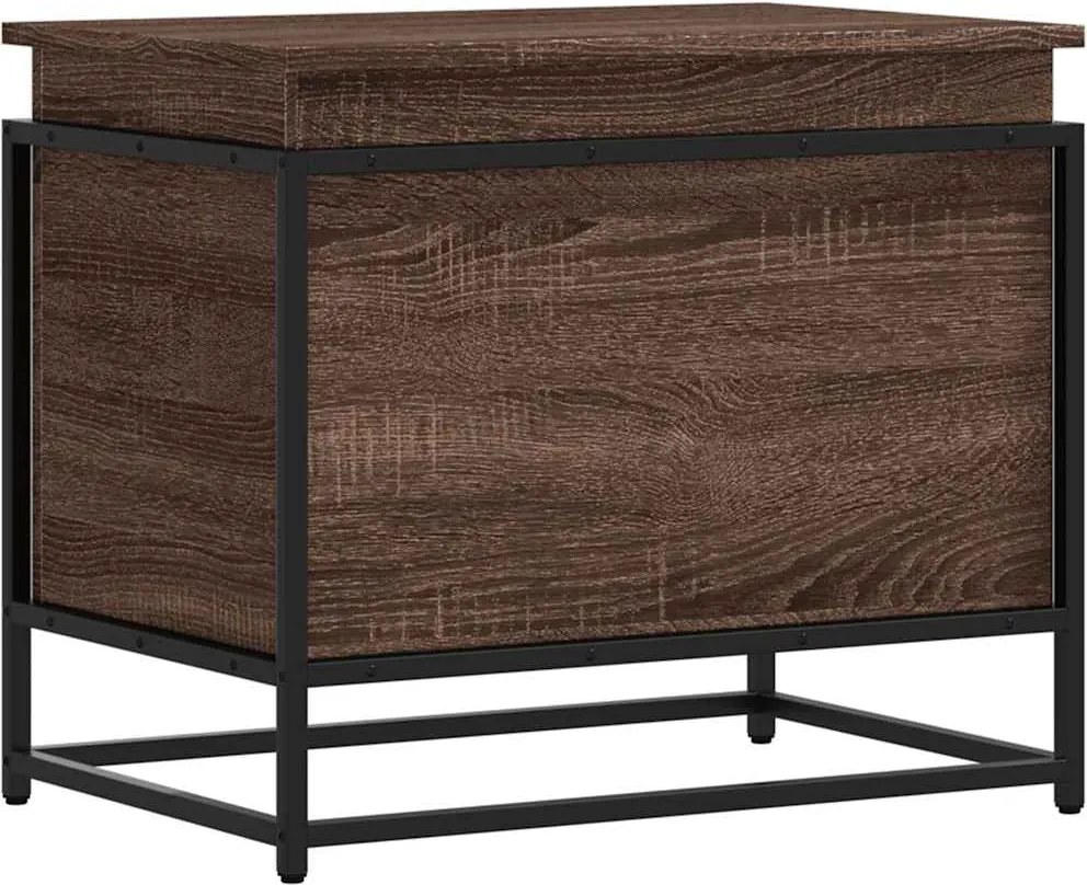 vidaXL barna tölgy színű szerelt fa tárolóláda fedéllel 60x40x51,5 cm