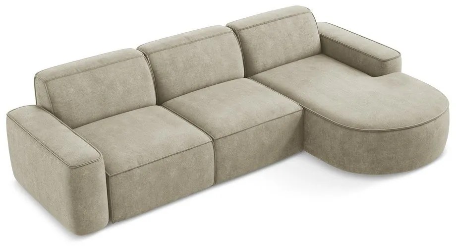 Bézs zsenília sarokkanapé (jobb oldali-heverő résszel) Omao – Makamii