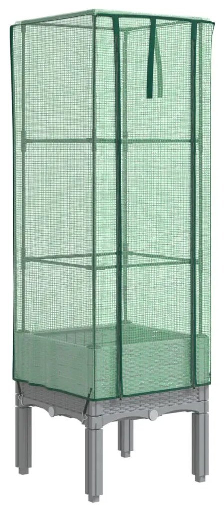 Rattan megjelenésű magaságyás melegháztakaróval 40x40x140 cm