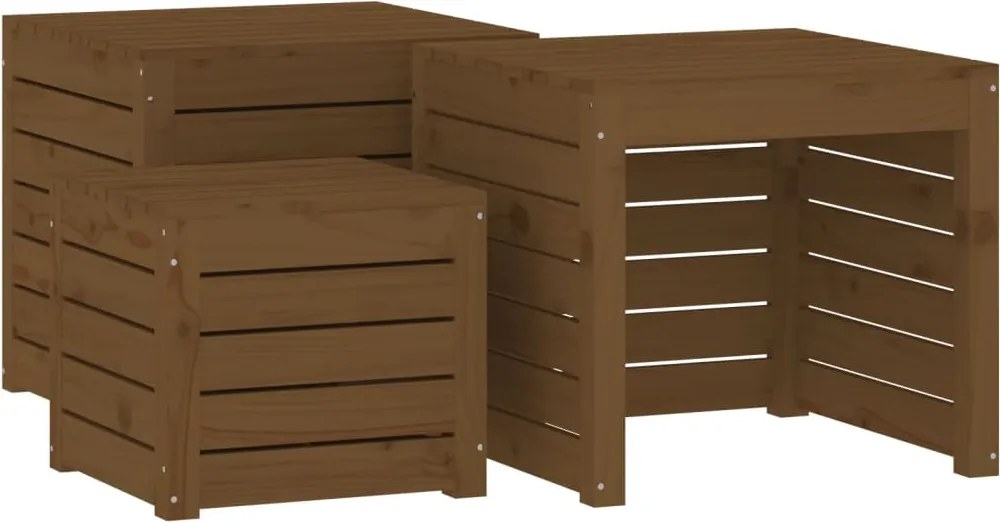 vidaXL mézbarna 3 részes tömör fenyőfa kerti ládaszett