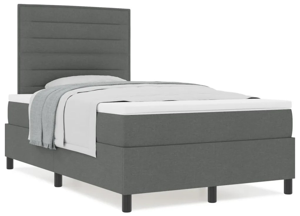 Box Spring Ágy Matraccal Sötétszürke Kétszemélyes Szövet