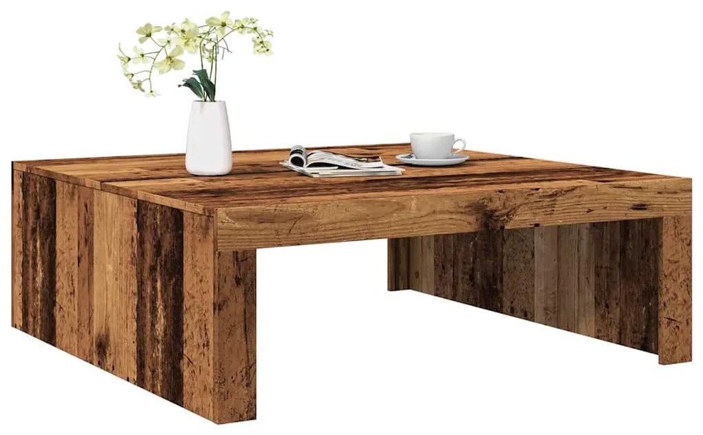 antik fa színű szerelt fa dohányzóasztal 100 x 100 x 35 cm
