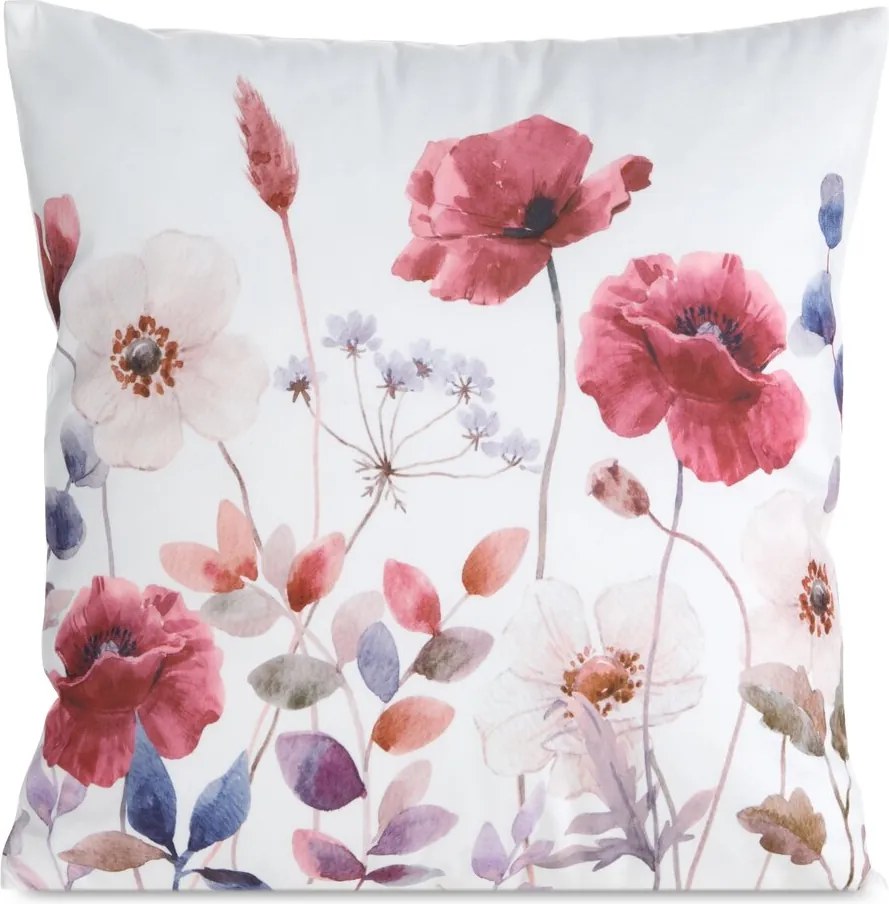Dekoratív párnahuzat Mink 45x45 Eurofirany fehér, krémszínű nyári virágokkal