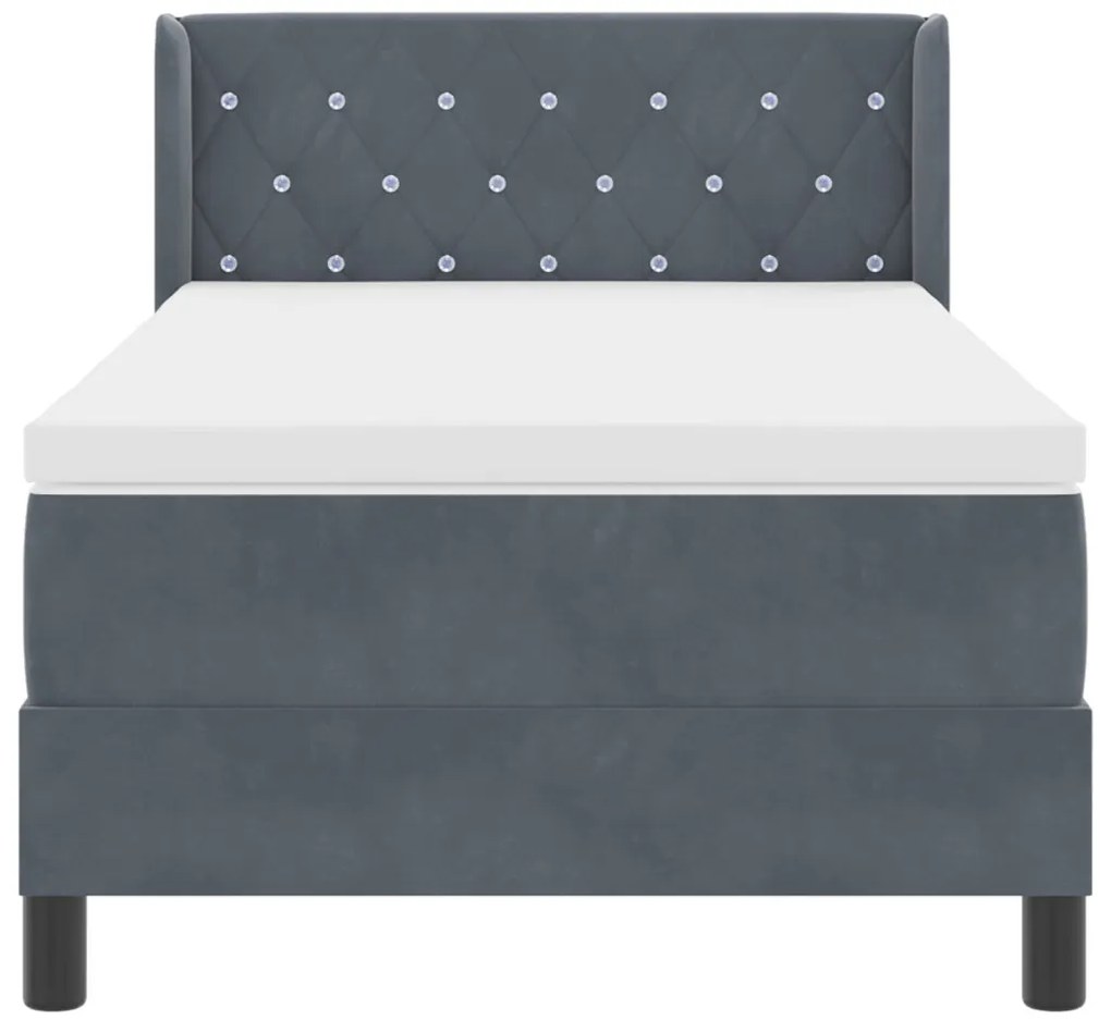 Boxspring Ágy Matracokkal Sötétszürke 90x200 cm Bársony