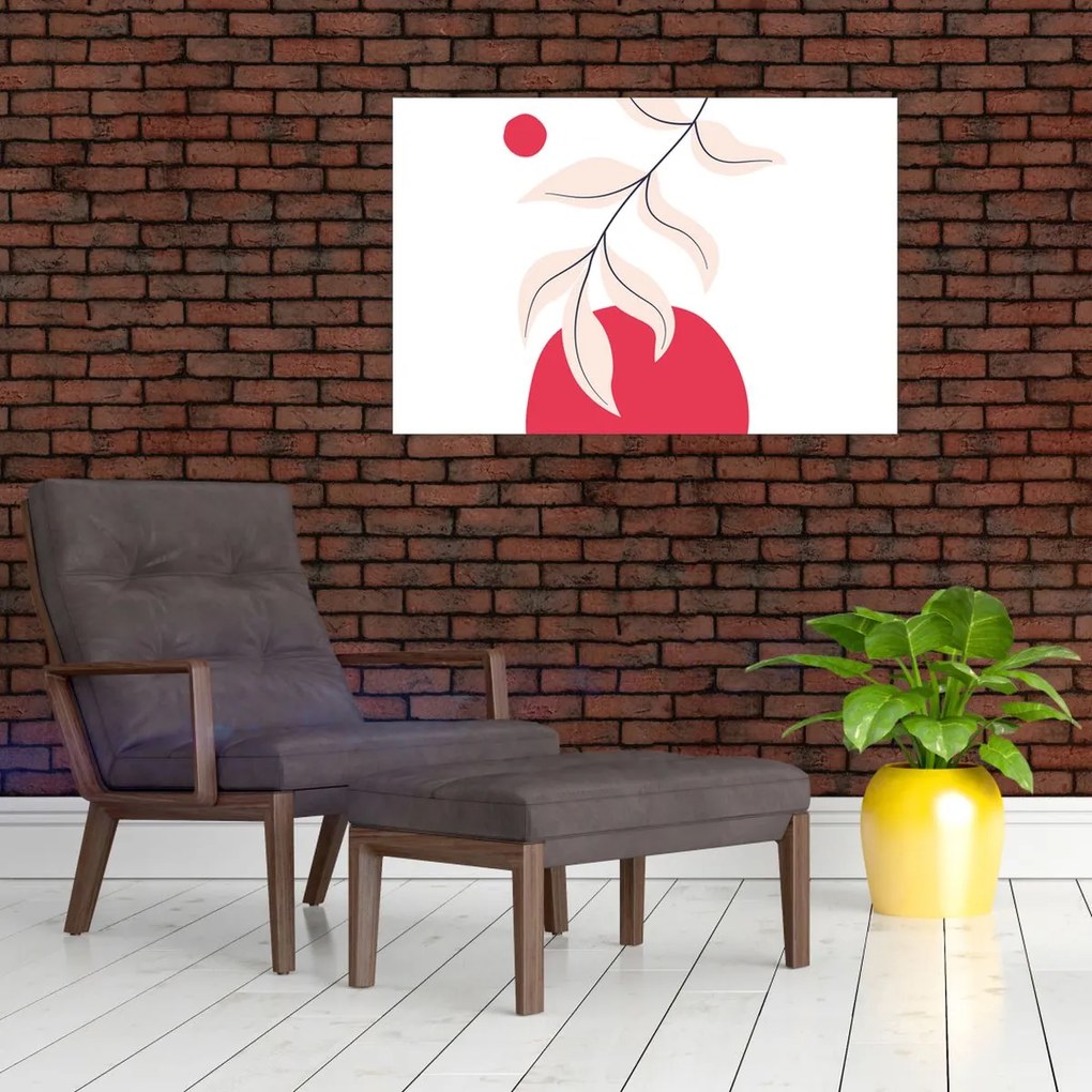Kép - Rózsaszín virágos absztrakció N⁰2 (90x60 cm)