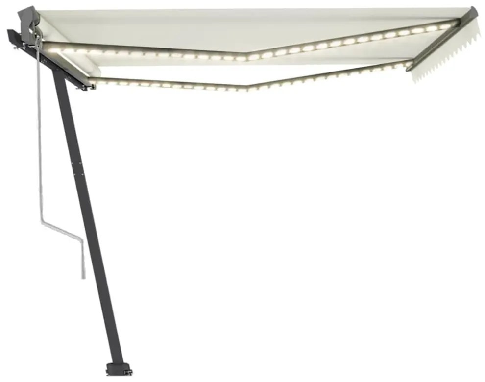 krémszínű automata szélérzékelős és LED-es napellenző 400x300cm