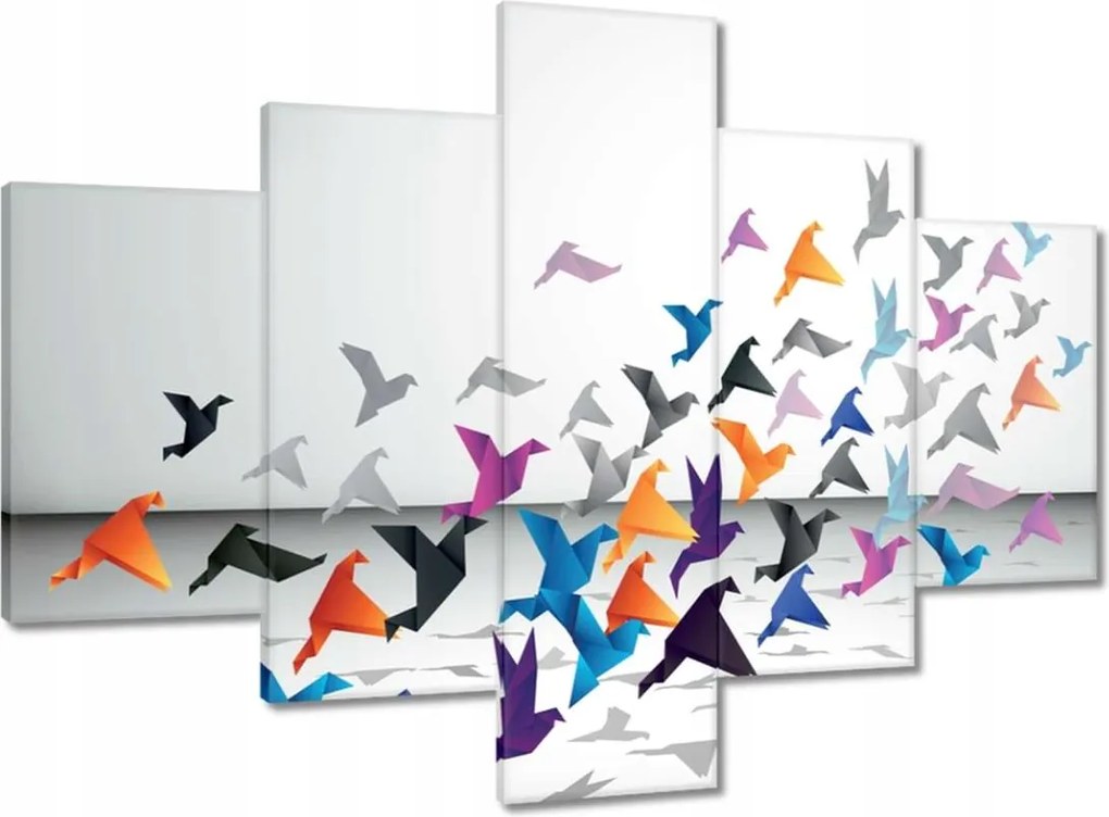 Vászonkép 100x70 Origami Madarak repülés közben