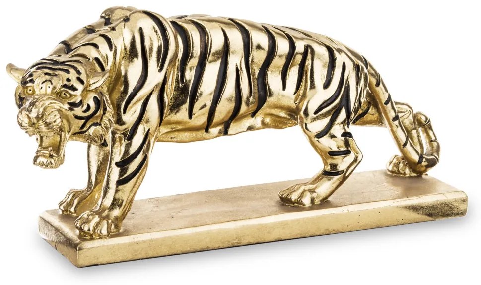 Tropical design nagy méretű arany-fekete tigris szobor otthon dekorációs figura 51x15x23,5cm