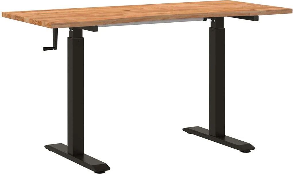 vidaXL Asztal Fekete és Világosbarna 140 x 60 cm Tömör Tölgyfa