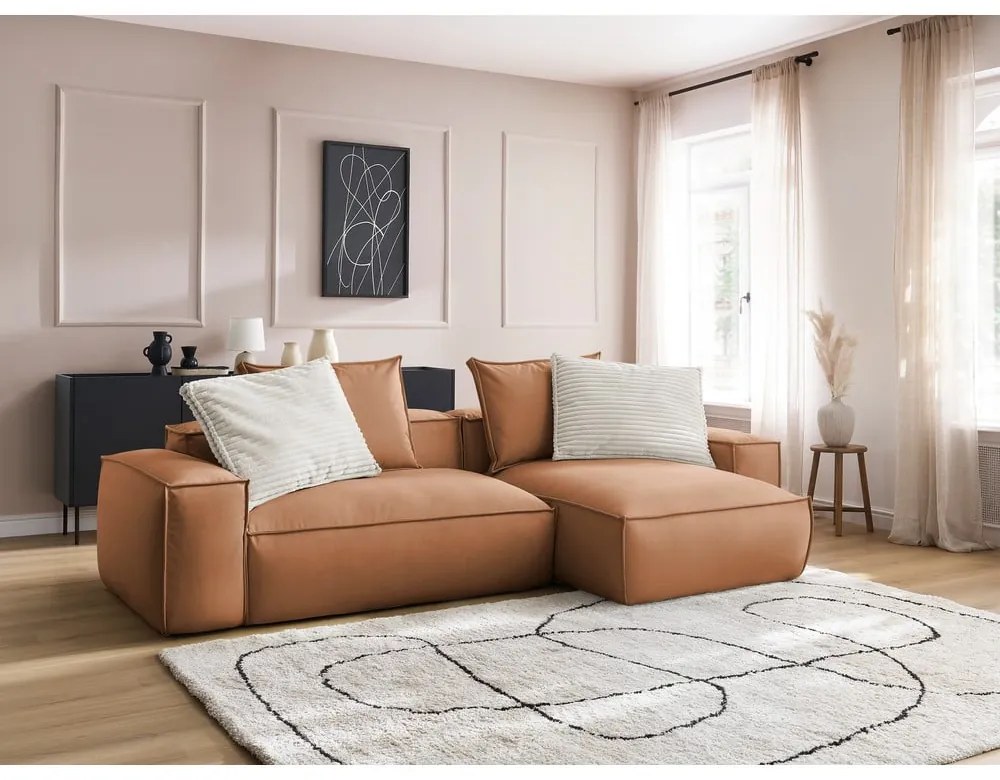 Barna bőrutánzat sarokkanapé (variálható) Boheme – Bobochic Paris